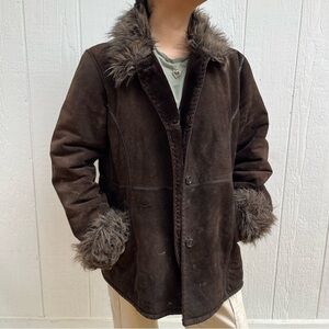 Wilsons Leather Vintage Suede Faux Fur Lined 70s Penny Lane Afgan Jacket
